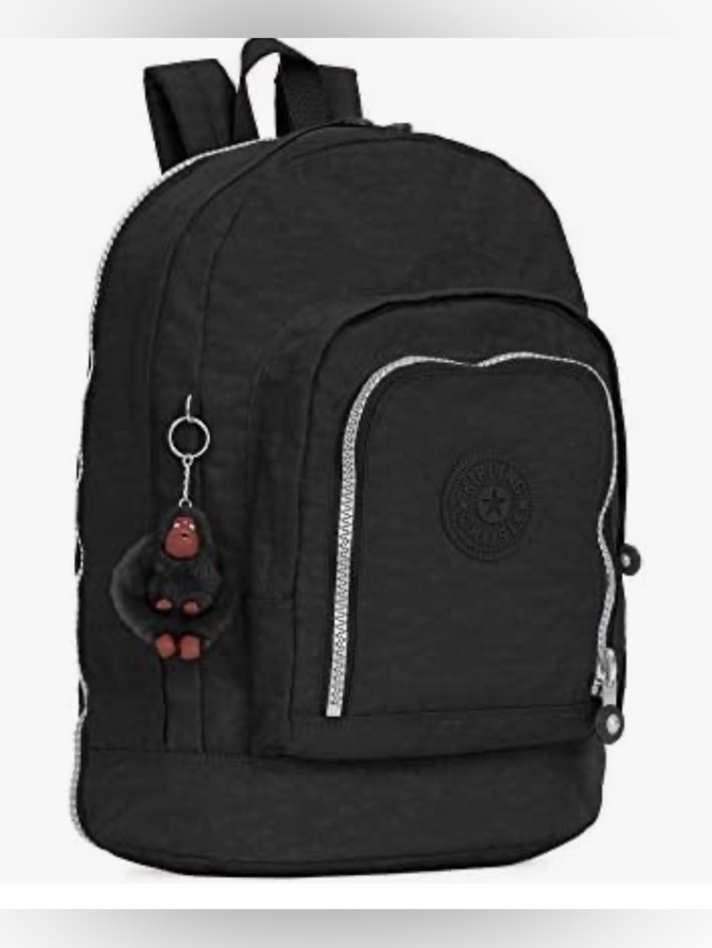 NWT Kipling black nylon Harper backpack with a handsome furry monkey keychain